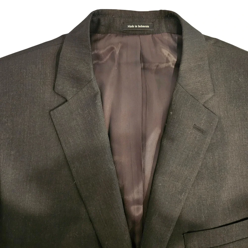 Pronto Uomo Platinum Mens 46R Dark Gray 100% Wool Suit Sport Coat Blazer EUC‎